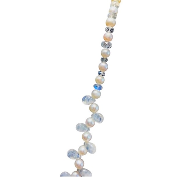 Hand Made Moonstone Pearl Statement Necklace - Picture 7 of 13